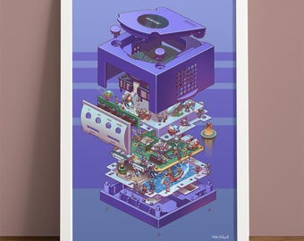 GameCube Exploded Diagram: Retro Gaming Art Print