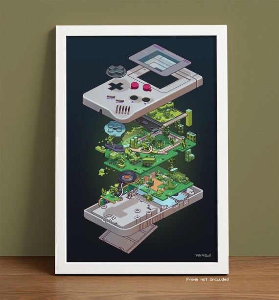 Gameboy Exploded Diagram: Retro Gaming Art Print - Etsy