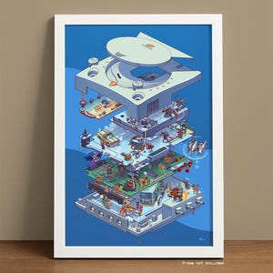 Dreamcast Exploded Diagram: Retro Gaming Art Print