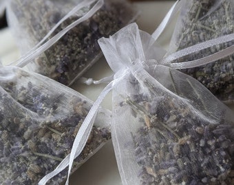 Dried Lavender Sachet Pouch, Lavender Buds Gift, Preserved Lavender Sprigs, Relaxation + Anxiety Relief Aromatherapy, Lavender Wedding Favor
