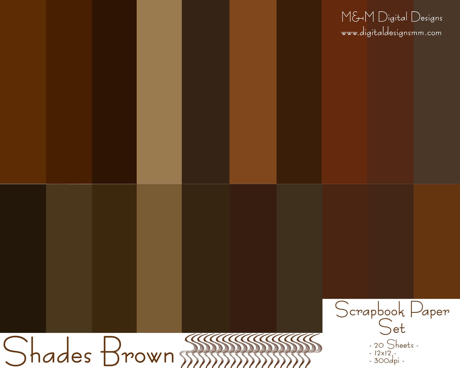 Shades of Brown Scrapbook Paper Set 12x12 Digital Paper Etsy