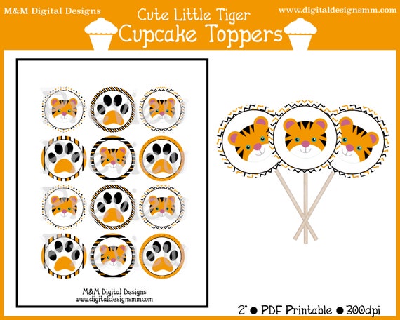 Little Tiger Cupcake Toppers PDF Digital 2 Inch | Etsy