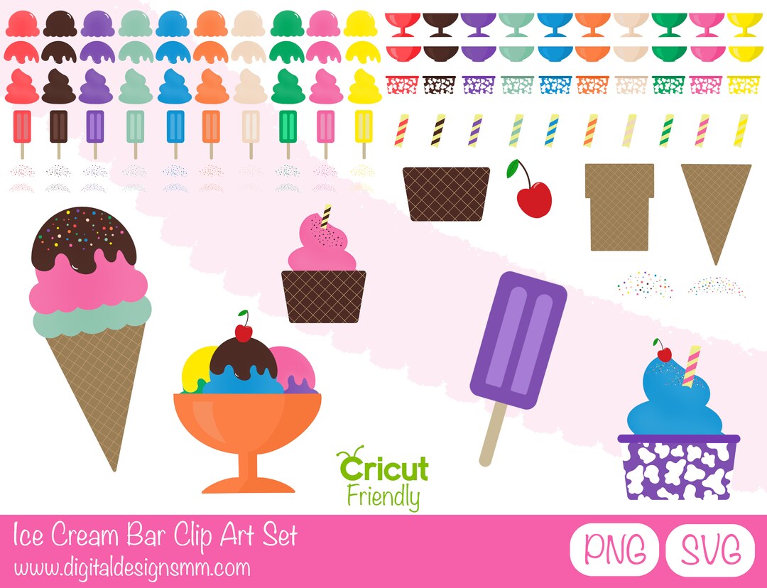 Ice Cream Bar Clip Art Set Ice Cream Svg SVG PNG Files - Etsy
