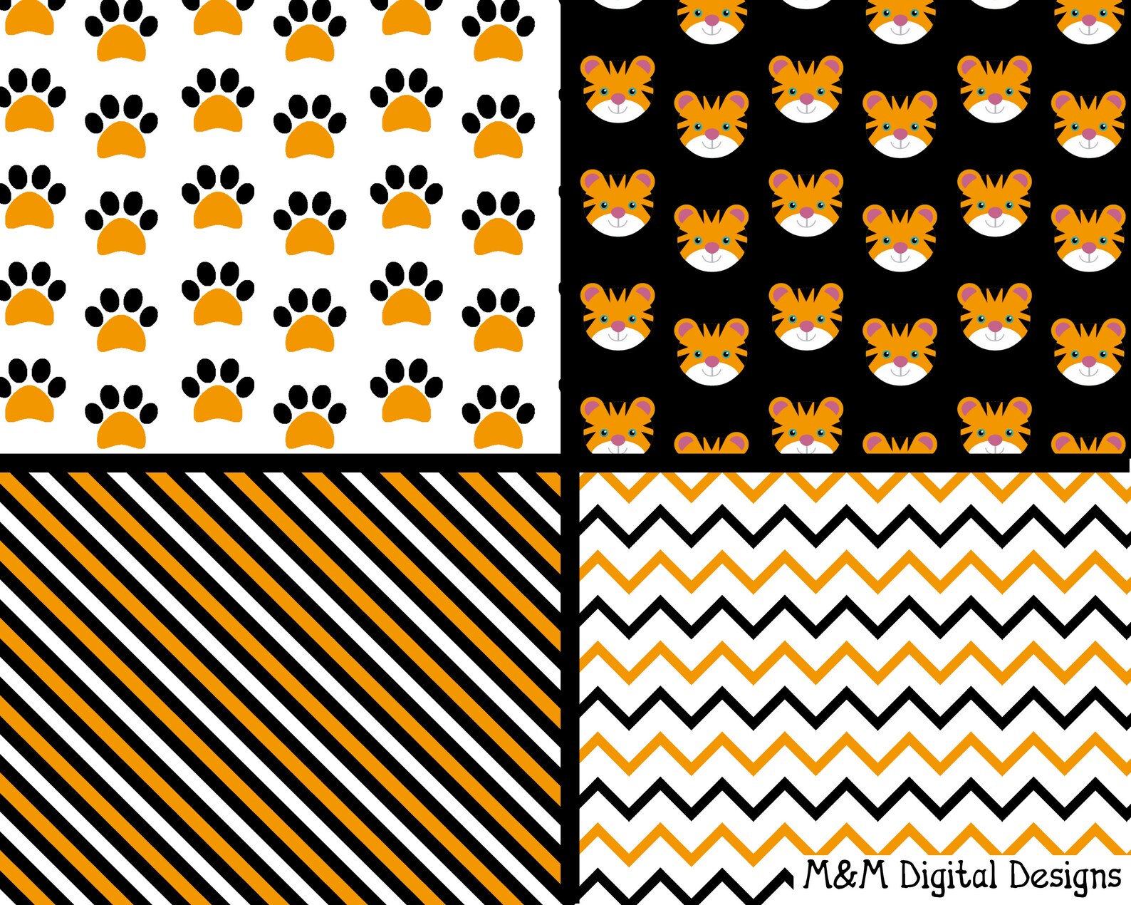Cute Little Tiger Scrapbook Paper Kit. 12x12 Digital Paper & Etsy