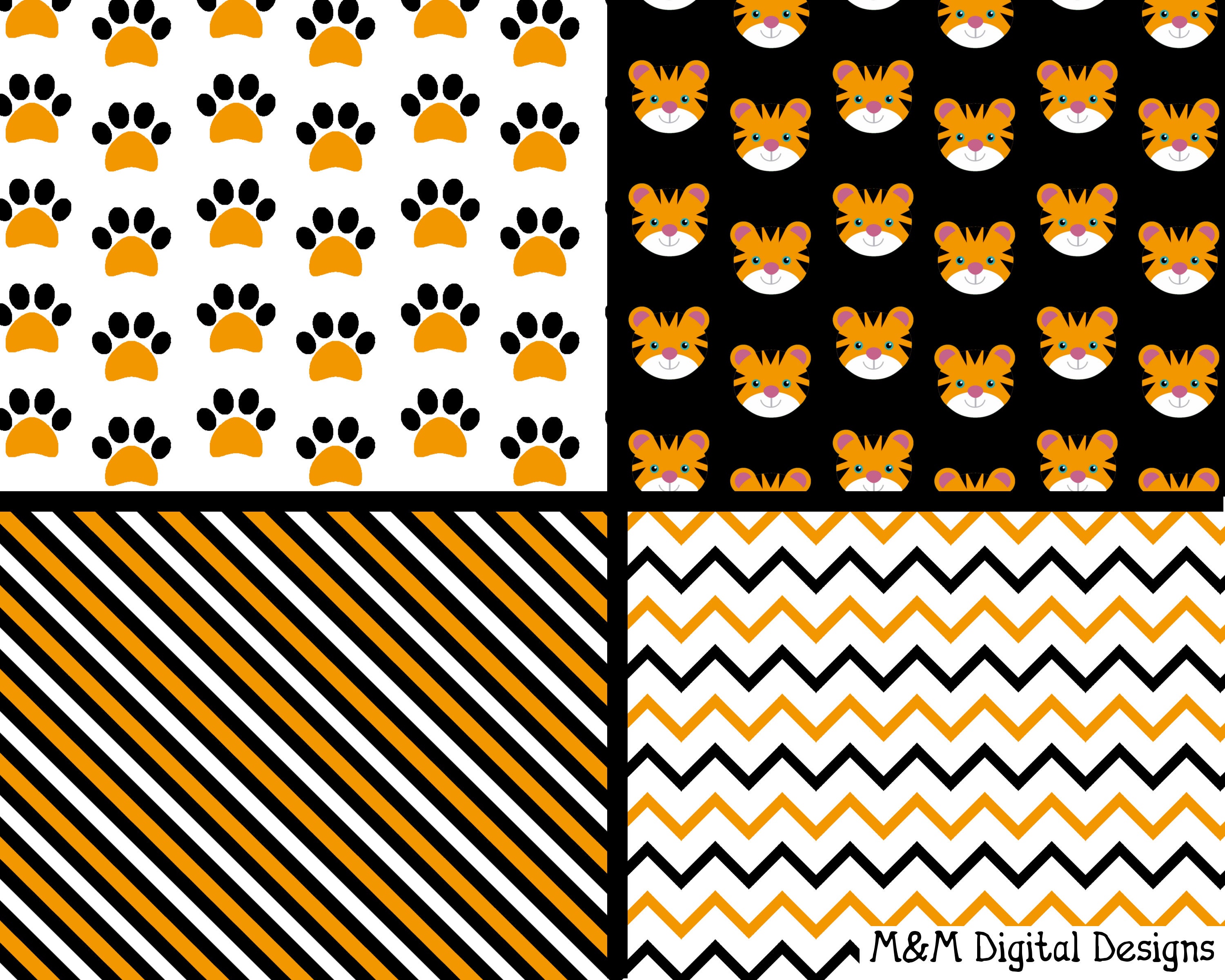 Cute Little Tiger Scrapbook Paper Kit. 12x12 Digital Paper & Etsy