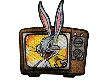 SILVER Rabbit Easter Bugs Bunny Disney Sequins Embroidery Iron On Applique Patch