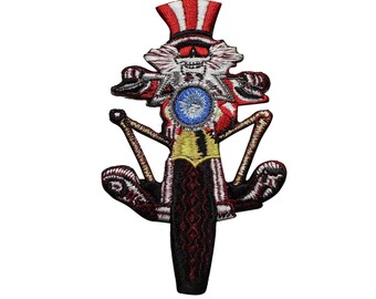 Band 70s Grateful Dead Uncle Sam on Bike Embroidered Patch Iron On Applique Music Jerry Garcia