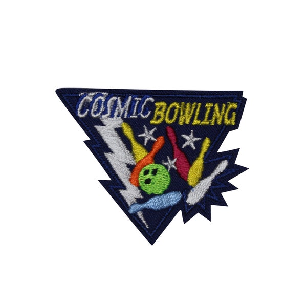 Cosmic Bowling Embroidered Iron On Patch - Pins Alley Balls Boys Girls