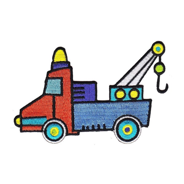 Tow Truck Embroidered Iron On Patch - Boys Kids Childs Heavy Machinery