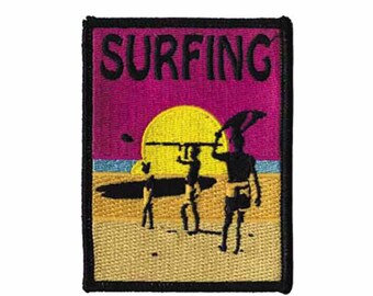 Surfing Embroidered Iron On Patch - Surf Board Water Sports Beach Fun