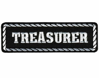 Treasurer Biker Embroidered Iron On Patch