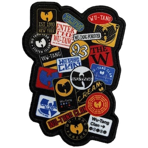 May include: Black patch featuring a collage of Wu-Tang Clan logos and text. The design includes various rectangular and circular patches with the words "Wu-Tang Forever," "C.R.E.A.M.," and "EST 1993 Staten Island New York."