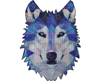 Geometric Rainbow Wolf Embroidered Iron On Patch - Pack Animal 143-W