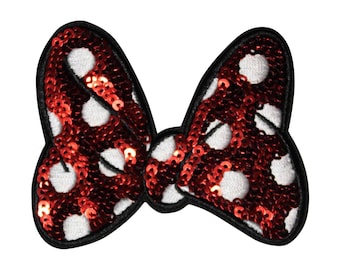 Disney Minnie Mouse Bow Sequin Iron On Patch - OFFICIAL   01-L