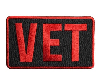 Vet Embroidered Iron On Patch - Veteran Biker Military Army Navy USMC