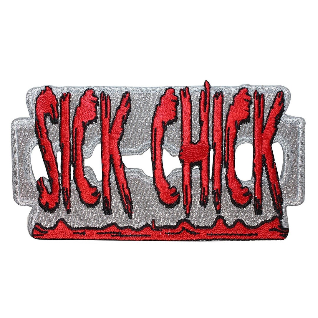 Sick Chick Bloody Razor Blade Iron on Patch Gothic Girl Zombie Creepy ...