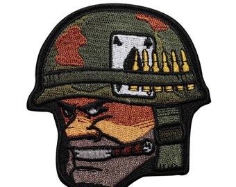 Hard Core Soldier Embroidered Iron On Patch - Biker Military      Officially Licensed