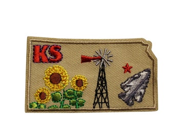 Kansas Embroidered Iron On Patch - 2 INCH US State Travel Souvenir