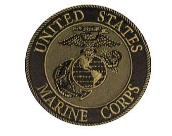 "UNITED STATES MARINE CORPS" - MILITARY PATRIOTIC TAN DUTY-Iron On Patch "UNITED STATES MARINE CORPS" - MILITARY PATRIOTIC TAN DUTY-Iron On Patch