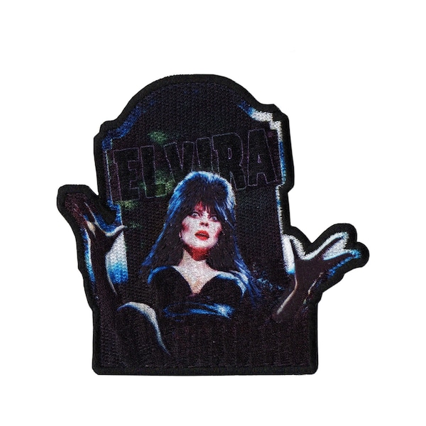 Elvira Dug Up Iron On Patch - Grave Horror Hostess Gothic Kreepsville