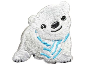 Animal Club Polar Bear Embroidered Iron On Patch - OFFICIAL 140-M