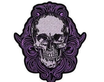 Graphic Skull Embroidered Iron On Patch