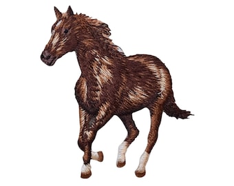 Brown Horse Embroidered Iron On Patch - Pony 155-O