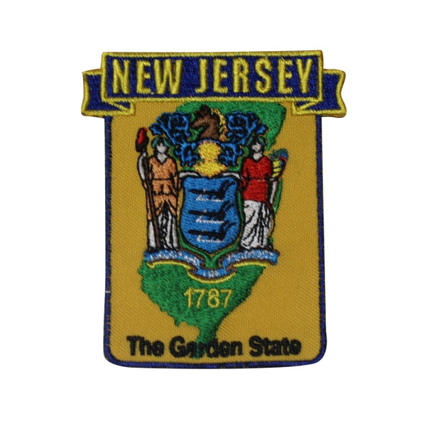 State Of New Jersey Embroidered Iron On Patch - The Garden State Travel Souvenir