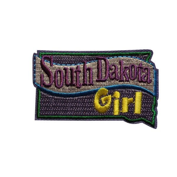 South Dakota Girl Embroidered Iron On Patch - 2 INCH US State Travel Souvenir