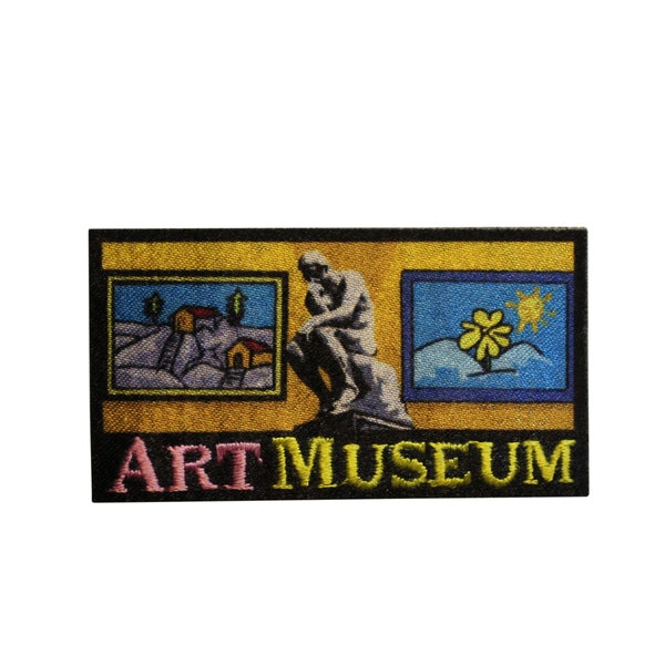 Art Museum Embroidered Iron On Patch - Pictures Photos Sculptures Boys