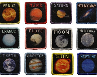 Astrology Printed Iron On Patch - Planet Solar System Outer Space