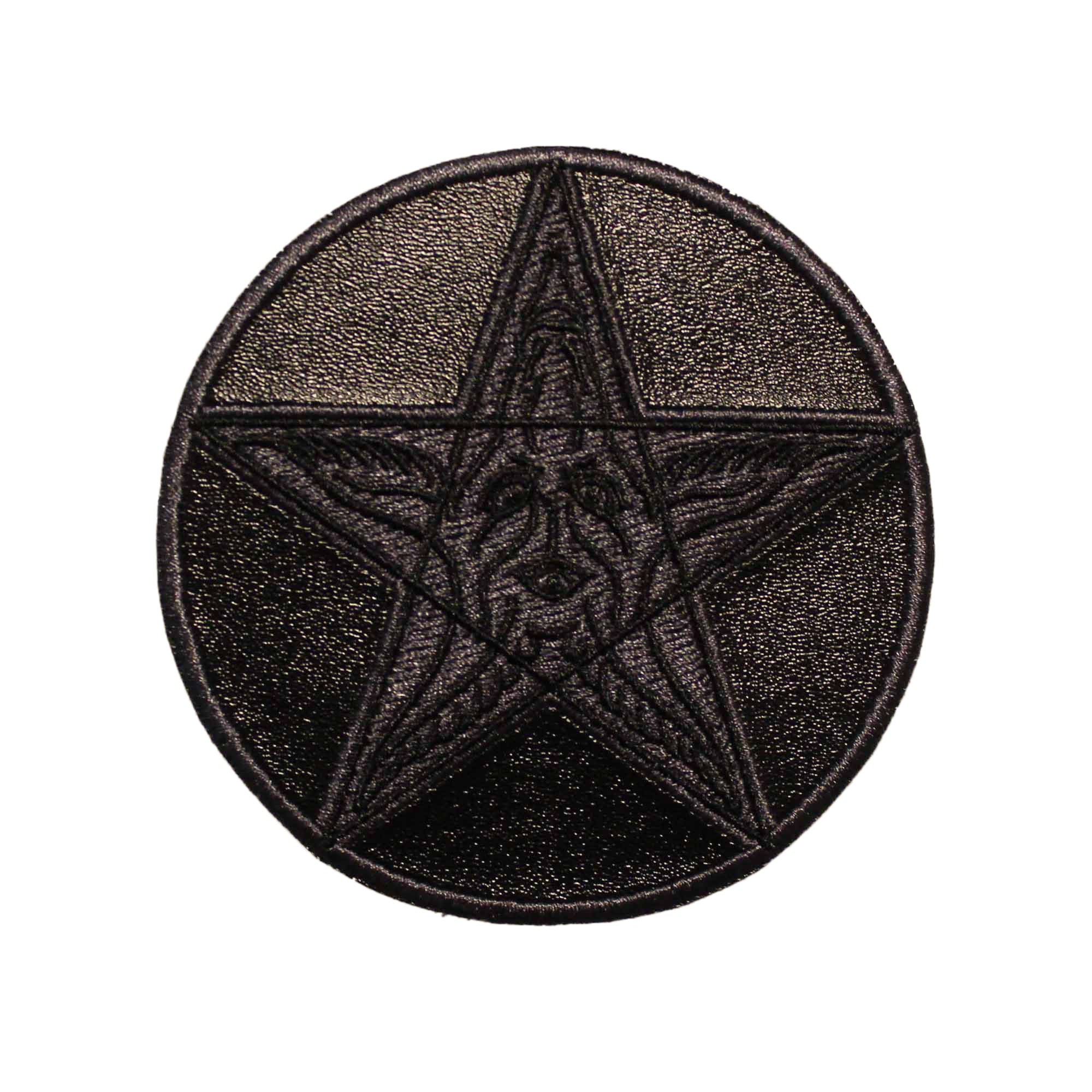 Black Satanic Circle 666 Pentagram Pleather Iron On Patch | Etsy