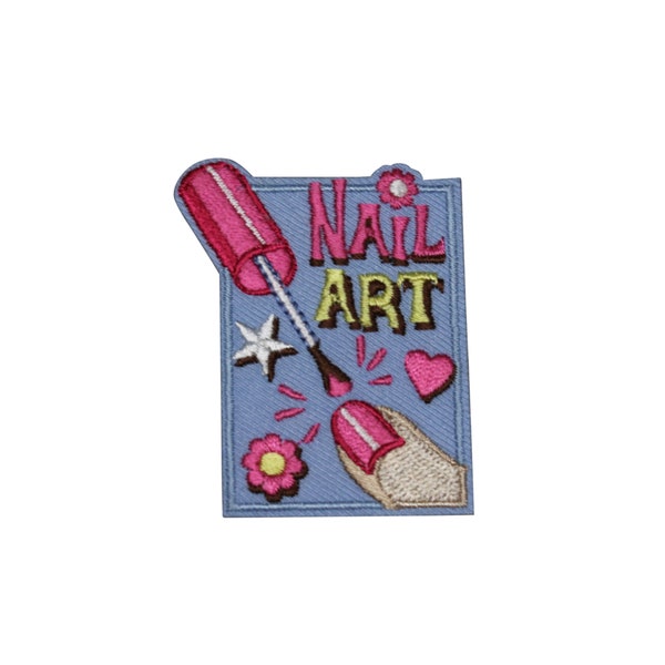 Nail Art Embroidered Iron On Patch - Nail Polish Boys Girls Scouts