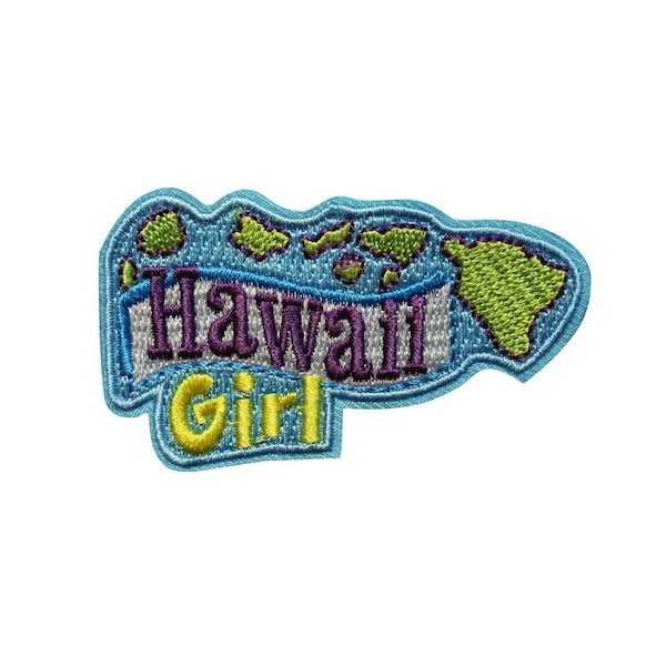 Hawaii Girl Embroidered Iron On Patch - 2 INCH US State Travel Souvenir