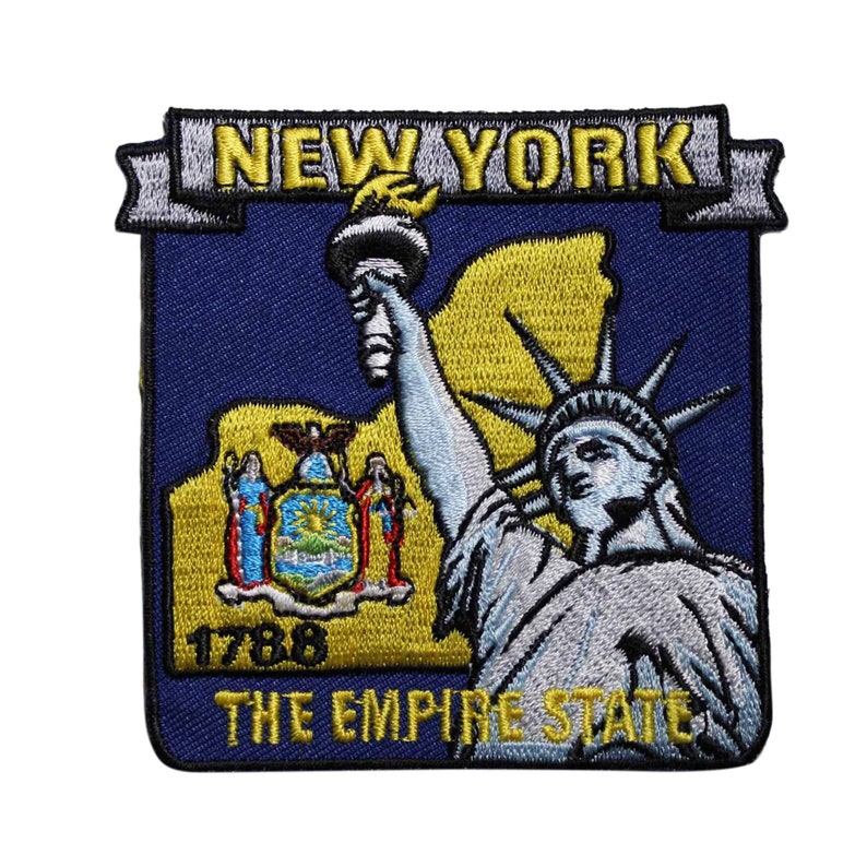 State Of New York Iron On Patch NY Empire State Statue of Liberty Travel Souvenir