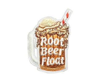 Root Beer Float Embroidered Iron On Patch - Ice Cream