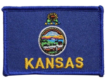 State Of Kansas Flag Embroidered Iron On Patch - KS Travel Souvenir