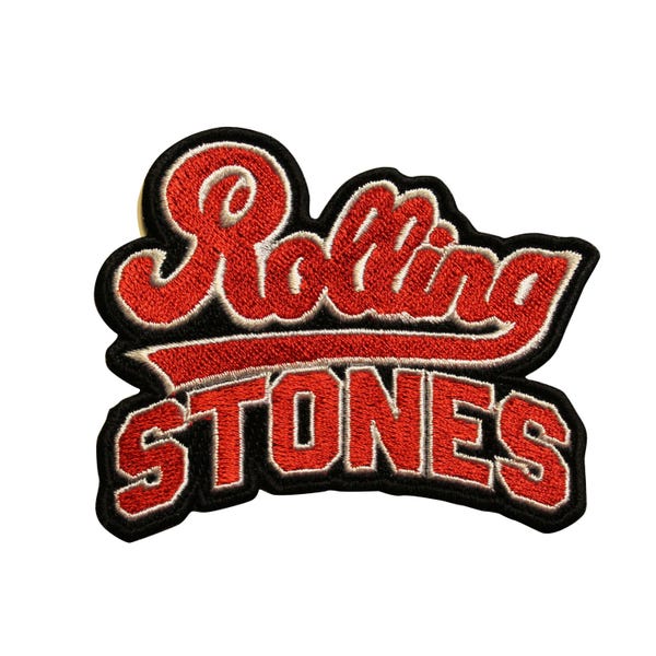 Rolling Stones 1975 Script Patch – Embroidered Iron-On, 4.5x1.25in, C&D Visionary
