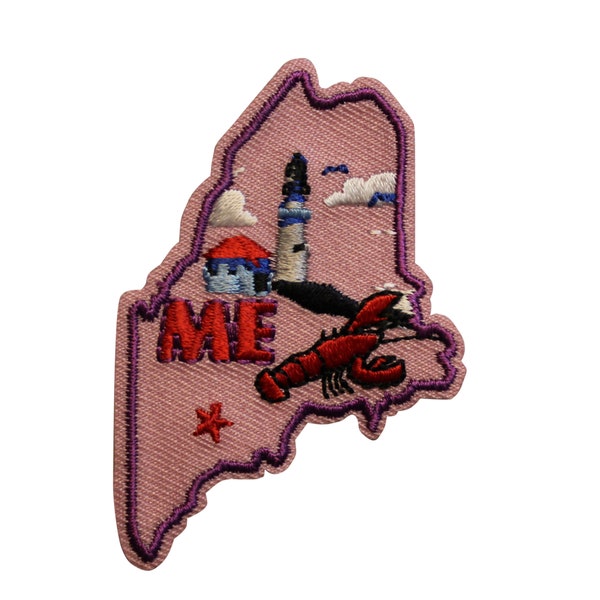 Maine Embroidered Iron On Patch - 2 INCH US State Travel Souvenir