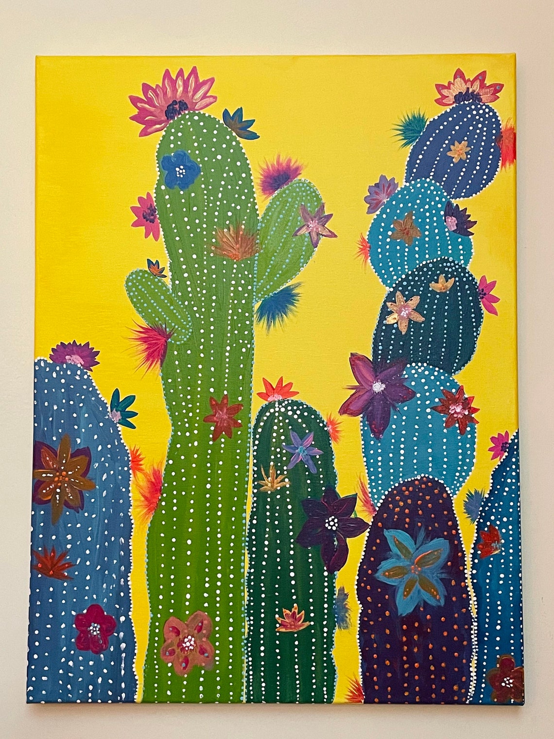 Original Cactus Acrylic Painting Cactus Decor Wall Decor Etsy