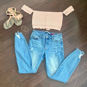 Crochet Bandeau off-the-shoulder Crop Top