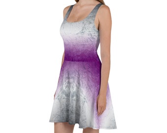 Distressed Asexual Skater Dress - Ace Pride Flag Colors Grunge Skater Dress - Demisexual Pride Skater Dress