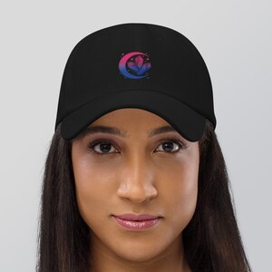 Bisexual Celestial Crystals Subtle Dad Hat - Bi Pride Flag Colors Boho Moon Gemstones Stars Baseball Cap Dad Hat - Bisexual Witch Hat