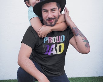 Distressed Proud Dad Transgender Nonbinary Custom TShirt - NB Enby Trans Pride Fathers Day Parent of LGBTQ Child Short-Sleeve Unisex T-Shirt
