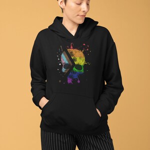 Distressed Progressive Pride Flag Skull Hoodie - Inclusive LGBT Splatter Skull Hoodie - Black Lives Matter Trans Lives Matter Unisex Hoodie