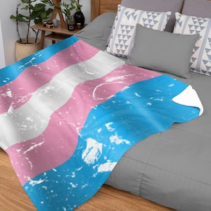 Distressed Transgender Throw Blanket - Trans Pride Flag Colors Blanket - Trans MTF FTM Blanket