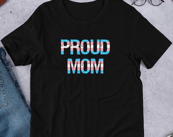 Transgender Mutter Tag Shirt stolze Mama Trans Flagge Kurzarm Unisex T-Shirt