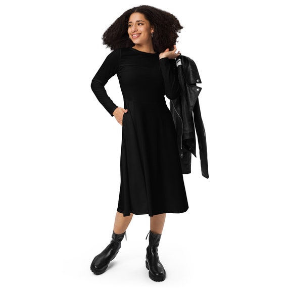 Distressed Transgender Goth Angel Wings Long Sleeve Midi Dress