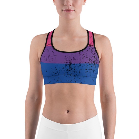 Distressed Bisexual Pride Sports Bra Bi Pride Flag Sports Bra