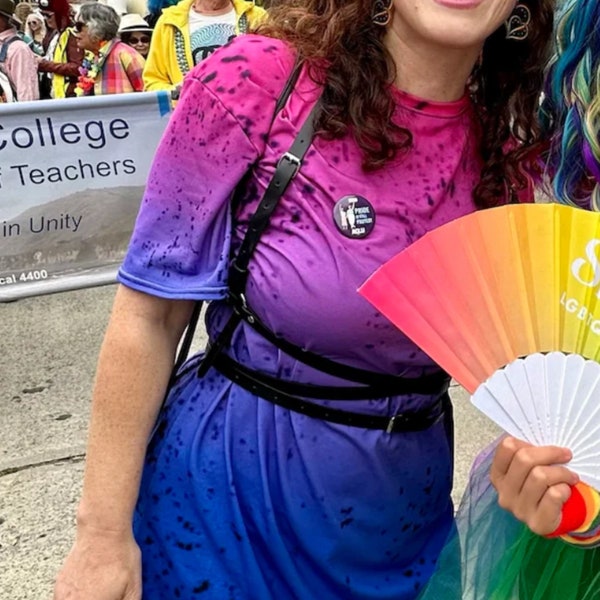 Distressed Bisexual Ladies Womens Plus TShirt Dress - Bi Pride Flag Colors Ombre Gradient Shirt Dress - Bisexual Grunge T-shirt dress